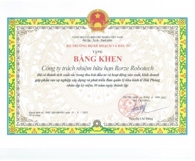 Rorze Robotech Co., Ltd. received a certificate of merit from the Minister of Planning and Investment